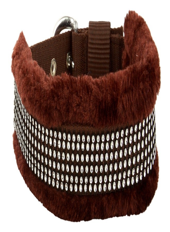 Skora Fancy Fur Dog Collar Large Brown - Image 1